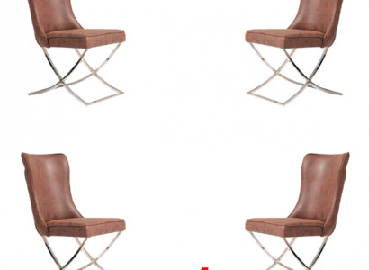 Set of 4 chairs stainless steel dining chair fabric padded chair dining room