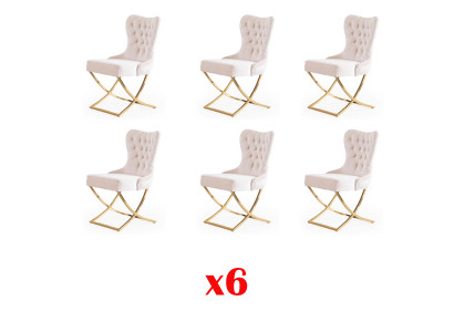 Set of chairs 6x upholstered design lounge seat back group furniture chairs