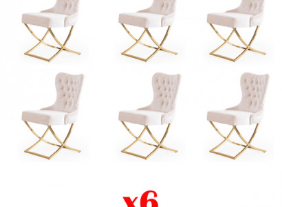 Set of chairs 6x upholstered design lounge seat back group furniture chairs