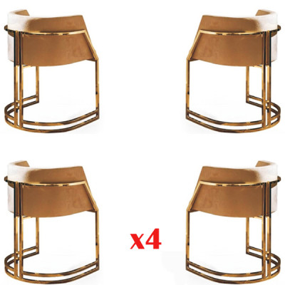 Kitchen Dining Room Modern 4x Armchair Chair Stainless Steel Fabric Upholstered Chairs