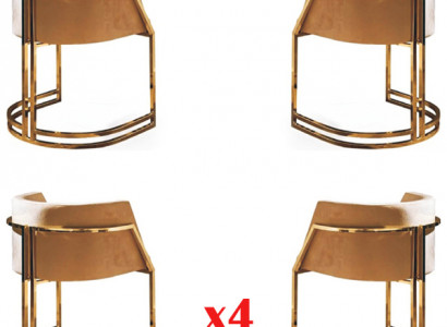 Kitchen Dining Room Modern 4x Armchair Chair Stainless Steel Fabric Upholstered Chairs