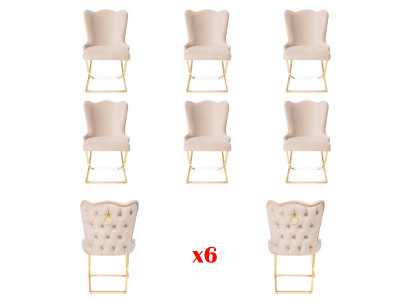 Design 6x Chairs Group Set Dining Room Chair Suite Armchair Bistro