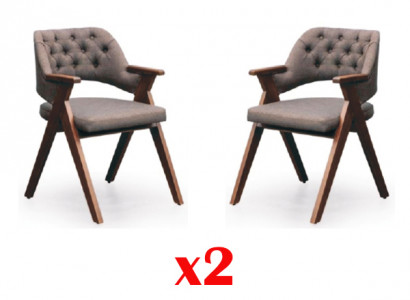 Design armchair cushion set 2x chair wood restaurant dining room Chesterfield