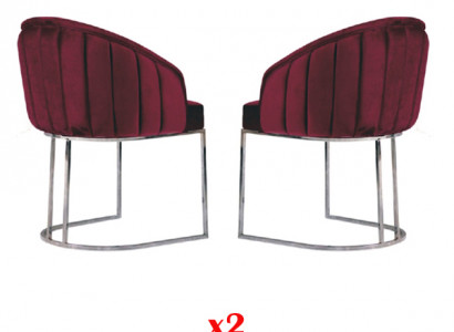 Designer metal fabric upholstered chairs restaurant dining room modern 2x armchair