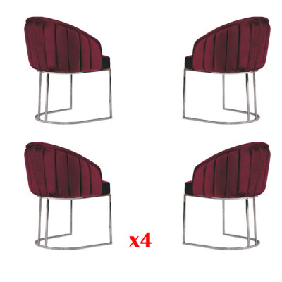 Dining room 4 x chair design upholstered seat chairs set armchair lounge
