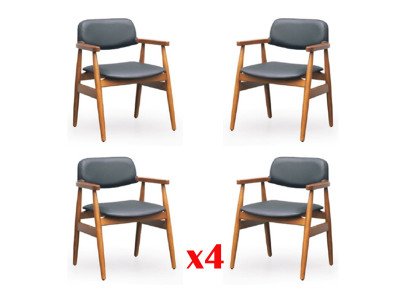 Set of chair upholstery living room wood 4x dining room group chairs