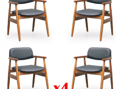 Set of chair upholstery living room wood 4x dining room group chairs