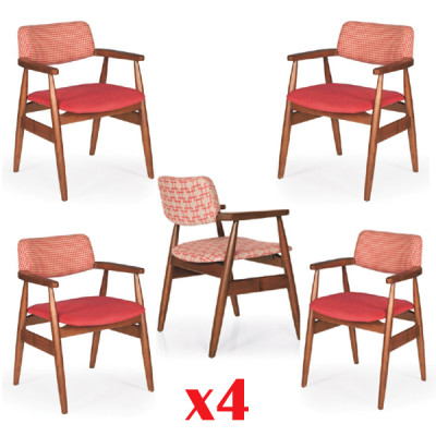 Set of kitchen chairs, TV chair, 4x upholstered dining room chair, textile.