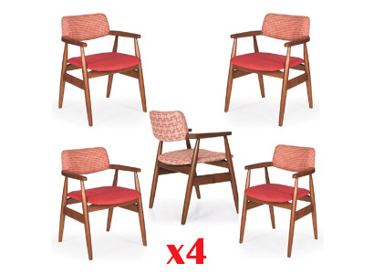 Set of kitchen chairs, TV chair, 4x upholstered dining room chair, textile.