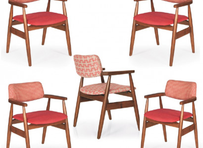 Set of kitchen chairs, TV chair, 4x upholstered dining room chair, textile.