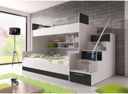 Black bunk bed loft bed children's room beds high-gloss furniture