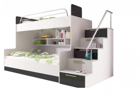 Black bunk bed loft bed children's room beds high-gloss furniture