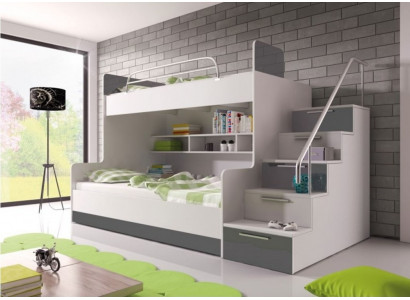 Gray bunk bed double-decker bed children's room beds loft bed high-gloss furniture