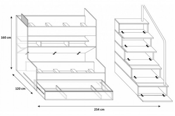 Bunk bed children’s room beds loft bed double-decker bed high-gloss furniture pink.