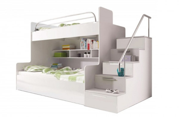 Loft bed children's room beds bunk bed high-gloss furniture white