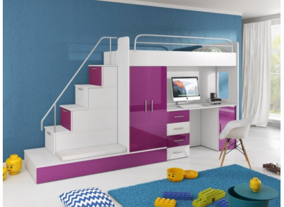 Lila children's loft bed bunk bed high gloss furniture