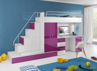Lila children's loft bed bunk bed high gloss furniture