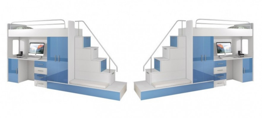 Bunk bed loft bed blue children's room beds loft beds bunk turquoise bed new