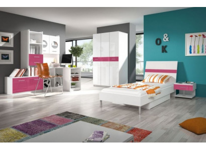 Regal cabinet bookshelf for children's room youth room white pink high gloss