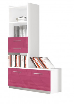 Regal cabinet bookshelf for children's room youth room white pink high gloss