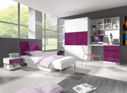 Bed + Nightstand Children's Room Furniture Bed Children's Bed Nightstand 2-piece Set Purple New