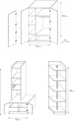 Wardrobe Youth Room Children's Room Cabinets Furniture Design New
