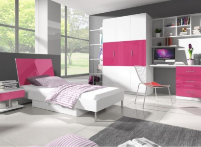 Bed + Nightstand Children's Room Bedroom Furniture Beds 2-Piece Set Pink