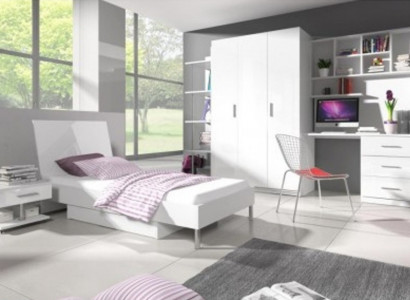 Bed + Nightstand - Bedroom Children's Room Furniture Beds White 2-piece Set