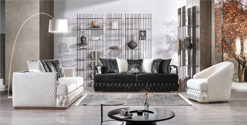 Chesterfield Luxury Sofa Set Upholstered Furniture 3+3+1 Living Landscape