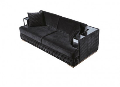 Three-seater Chesterfield couch black sofas textile leather sofa couches