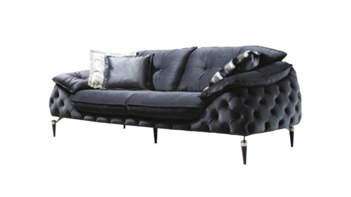 Chesterfield couch with wood textile sofa set 3-3-1 seat cushion