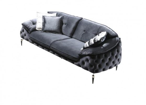 Chesterfield couch with wood textile sofa set 3-3-1 seat cushion