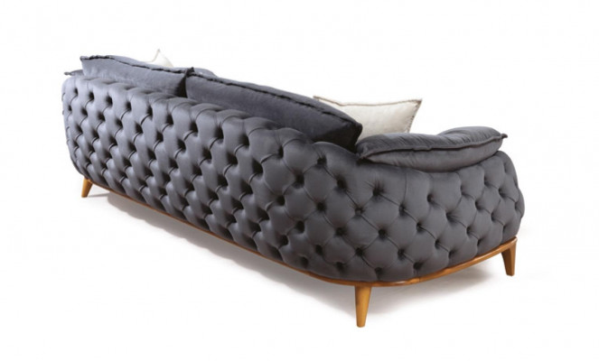 Chesterfield with wood textile couch sofa set 3-3-1 seating set upholstery