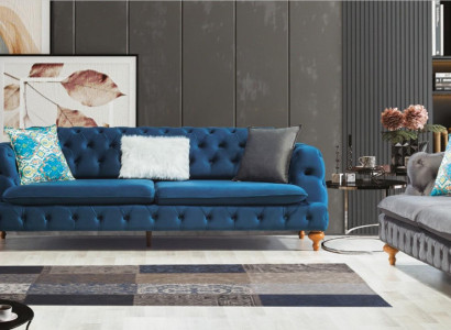 Sofa set couch 3+3+1 seater Chesterfield armchair furniture upholstery set multicolor