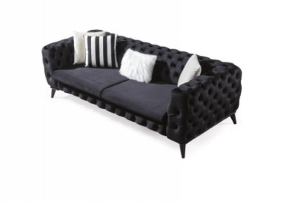 Sofa 3-seater black luxury furniture Chesterfield sofa bed 3-seater