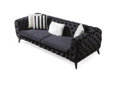 Sofa 3-seater black luxury furniture Chesterfield sofa bed 3-seater