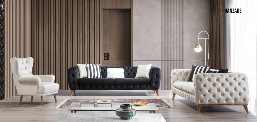 Sofa 3 seater white luxury furniture Chesterfield furniture Italian style