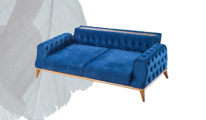 3-seater Sofa Blue Living Room Classic Chesterfield Elegant Style
