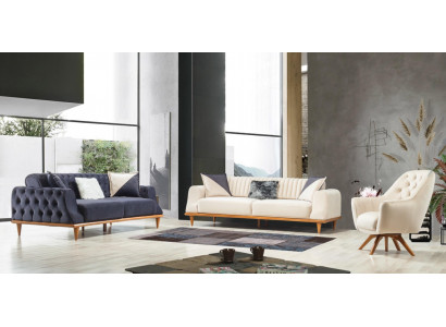 Beige armchair 1-seater living room classic design Chesterfield