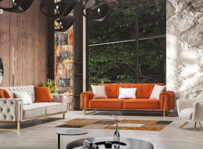 Armchair 1 Seater Beige Chesterfield Luxury Design Single-Seater Furniture Fabric