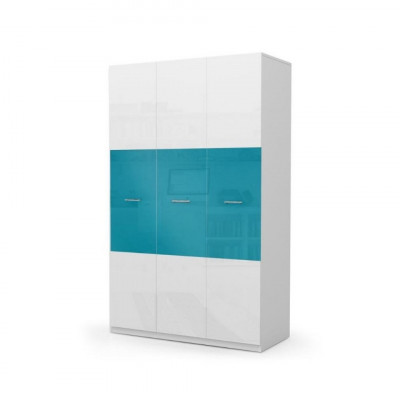 Wardrobe Bedroom Multipurpose Cabinets Wood 3-Door Blue New