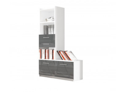 Regal Cabinet Bookshelf for Children's Room Teen Room Gray White High Gloss