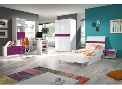 Regal closet bookshelf for children's room teen room white purple high gloss