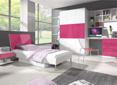 Beds Modern Children's Bed Youth Bed for Girls Wooden Bed High Gloss Pink