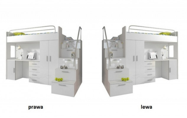 Children's room bunk bed white table cabinet multifunctional loft bed