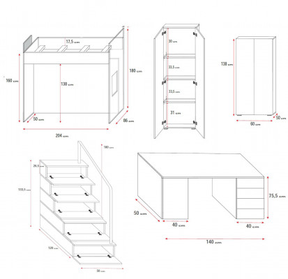 Bunk bed black table cabinet multifunction loft bunk bed children’s room