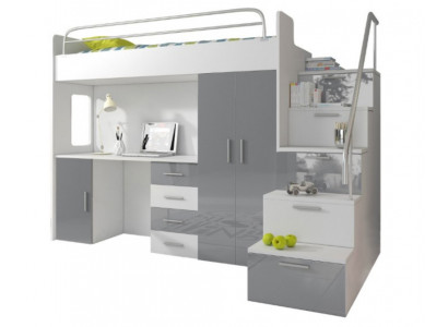 Bunk bed gray table wardrobe multifunction loft bed children's room
