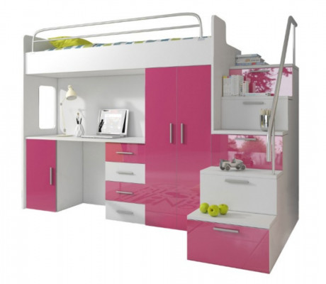 Bunk bed loft bed bed children's bed youth bed high bed pink children's room