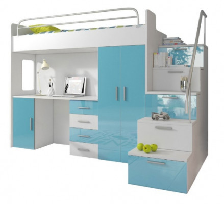 Bunk bed loft bed bed children's bed teen bed loft bed blue children's room