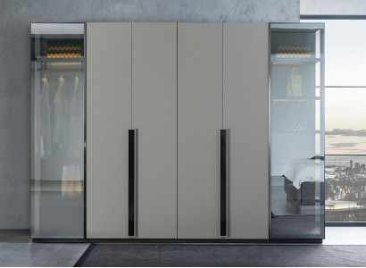Elegant bedroom wardrobe glass cabinet transparent fronts cabinet
